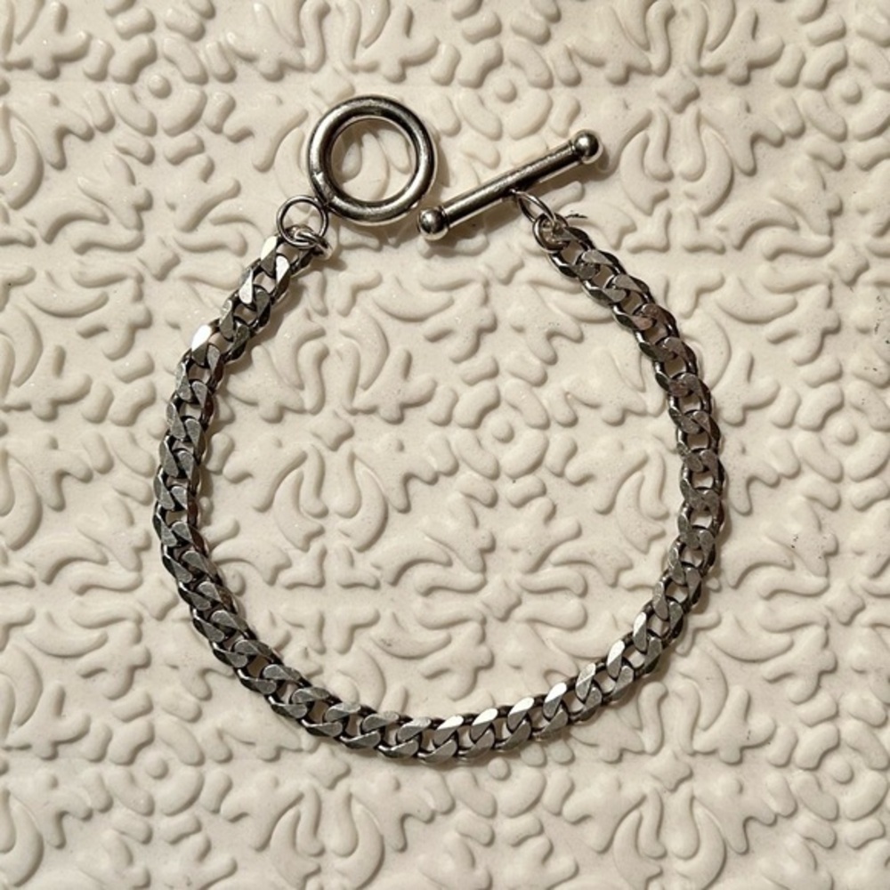 Stainless Steel Unisex Toggle Clasp Chain Bracelet, Size 7.5 Inches